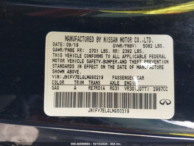JN1FV7EL4LM460219 Infiniti Q60 Red Sport 400 Awd