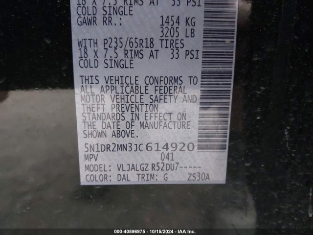 Nissan Pathfinder Sl 2018 5N1DR2MN3JC614920 Image 9