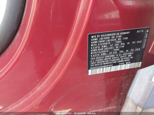 WVGAV7AX6GW087691 Volkswagen TIGUAN S