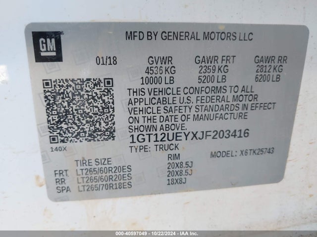 1GT12UEYXJF203416 GMC Sierra 2500hd Denali