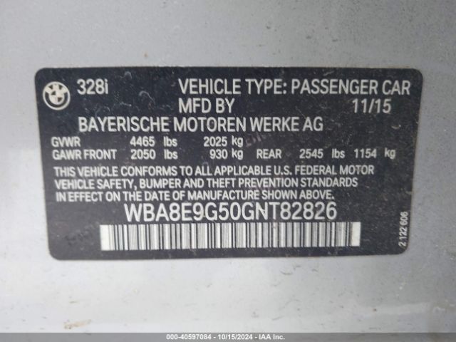 WBA8E9G50GNT82826 BMW 328I