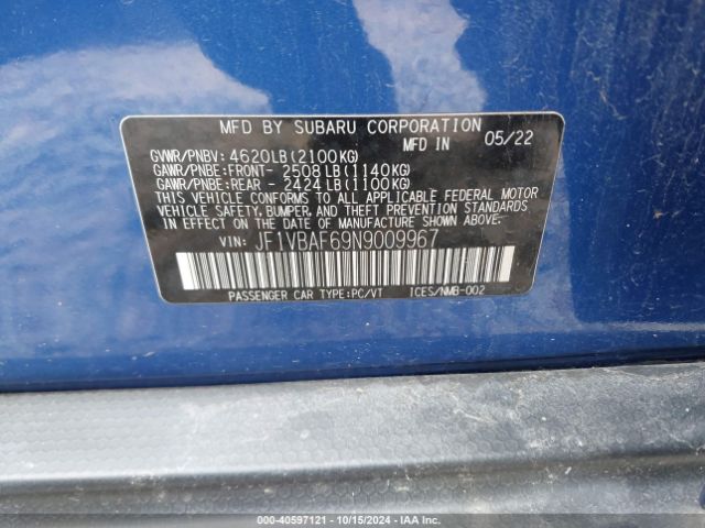 JF1VBAF69N9009967 Subaru Wrx Premium