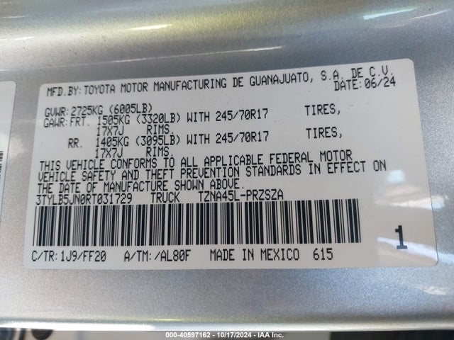 Toyota Tacoma Sr5 2024 3TYLB5JN0RT031729 Image 9