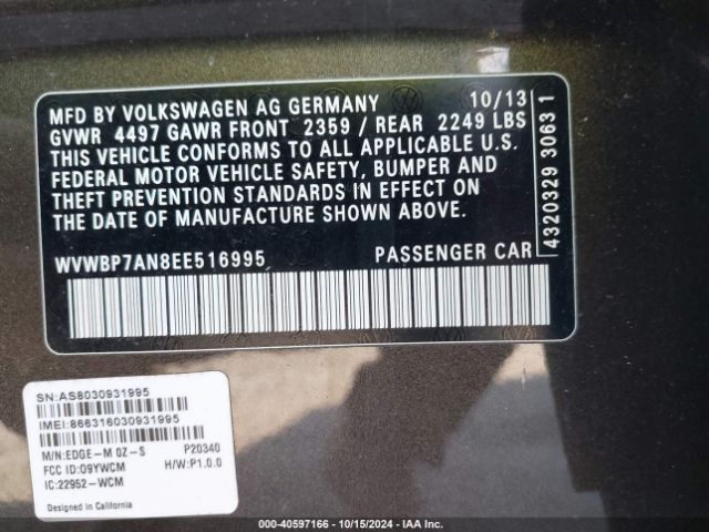 WVWBP7AN8EE516995 Volkswagen Cc 2.0t Sport