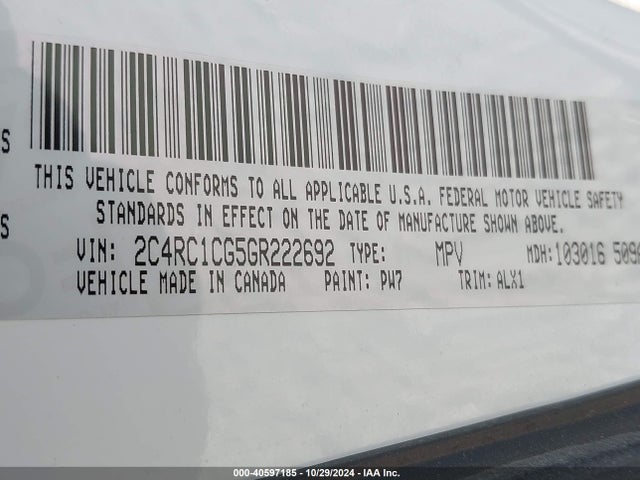 2C4RC1CG5GR222692 Chrysler Town & Country Touring-l