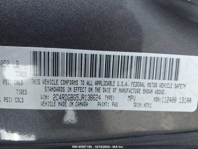 Dodge Grand Caravan Se 2018 2C4RDGBG5JR138624 Image 9