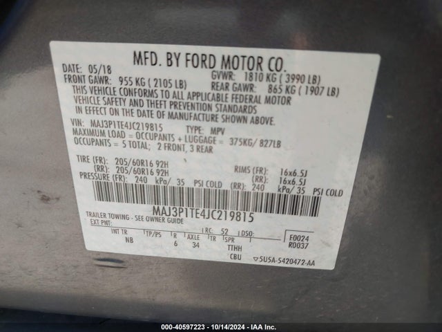 Ford Ecosport Se 2018 MAJ3P1TE4JC219815 Image 9