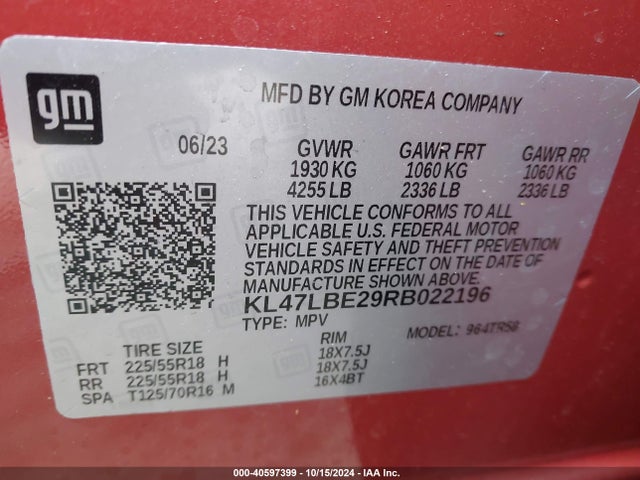 KL47LBE29RB022196 Buick Envista Sport Touring Fwd
