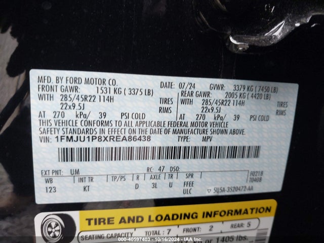 Ford Expedition King Ranch 2024 1FMJU1P8XREA86438 Image 9