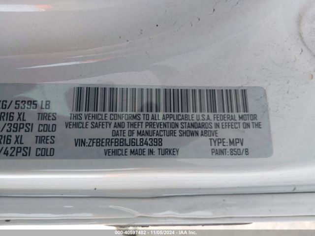 ZFBERFBB1J6L84398 RAM Promaster City Tradesman Slt