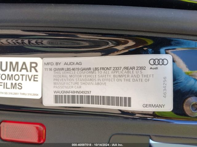 WAUGMAF48HN049297 Audi A4 2.0t Ultra Premium