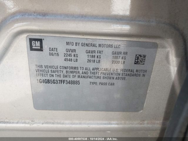1G4GB5G37FF348885 Buick Lacrosse Leather