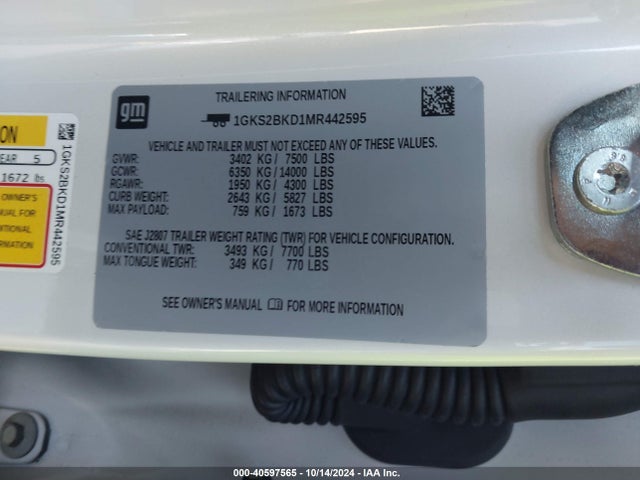 GMC Yukon 4wd Slt 2021 1GKS2BKD1MR442595 Image 9