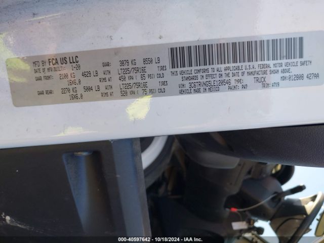 3C6TRVNG5LE120546 RAM Promaster 1500 Low Roof 118 Wb