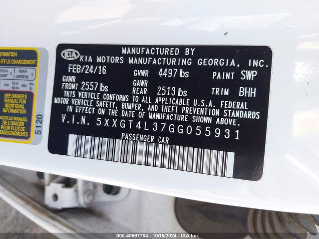 KIA Optima Lx 2016 5XXGT4L37GG055931 Image 9