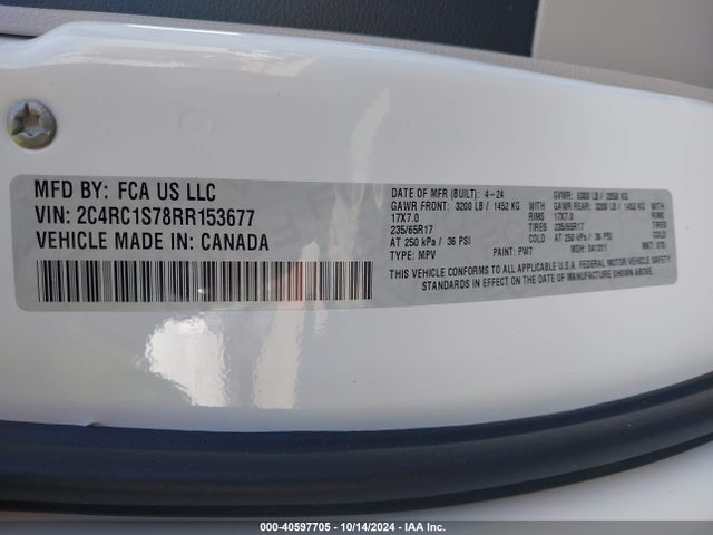 Chrysler Pacifica Hybrid Select 2024 2C4RC1S78RR153677 Image 9