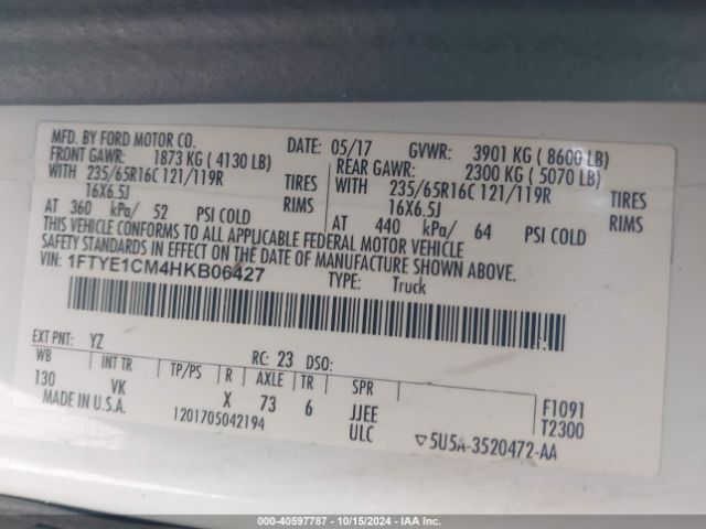 1FTYE1CM4HKB06427 Ford Transit-150