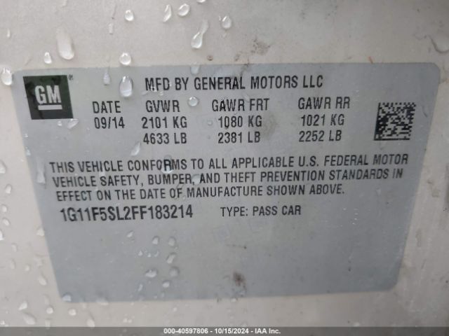 1G11F5SL2FF183214 Chevrolet Malibu 1lz