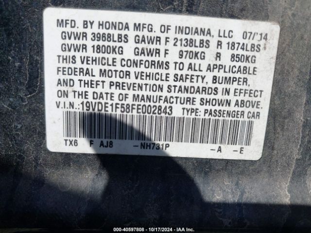 19VDE1F58FE002843 Acura Ilx 2.0l