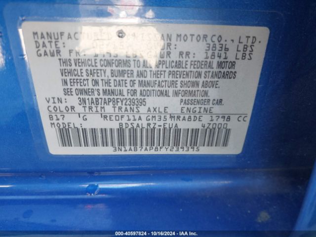 3N1AB7AP8FY239395 Nissan SENTRA SR