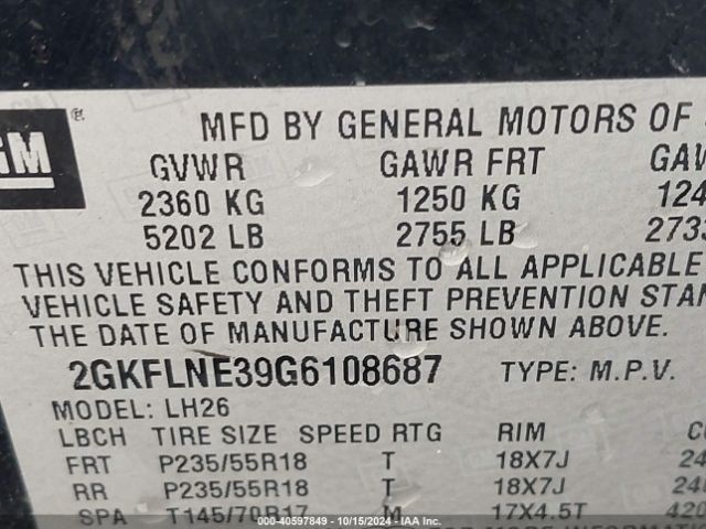 2GKFLNE39G6108687 GMC Terrain Sle-2