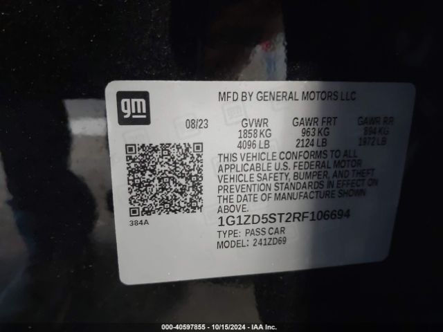 1G1ZD5ST2RF106694 Chevrolet Malibu Fwd 1lt