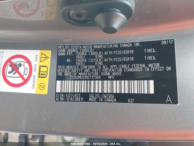 2T2BZMCA3HC117949 Lexus RX 350