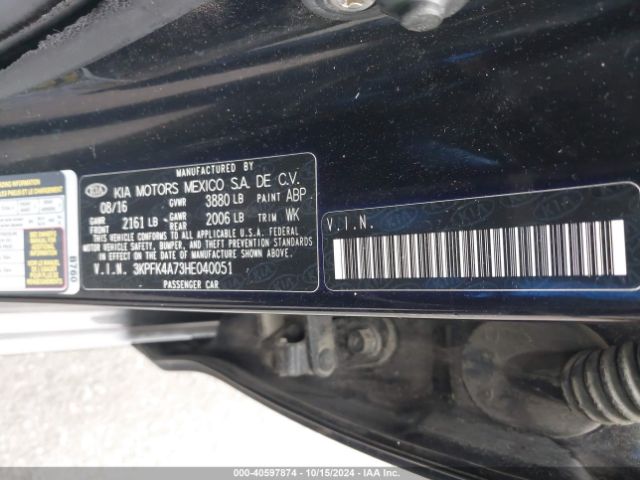 3KPFK4A73HE040051 KIA FORTE LX
