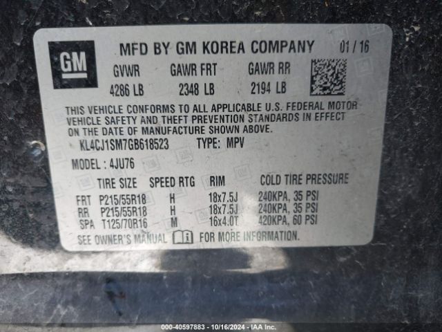 KL4CJ1SM7GB618523 Buick Encore Sport Touring