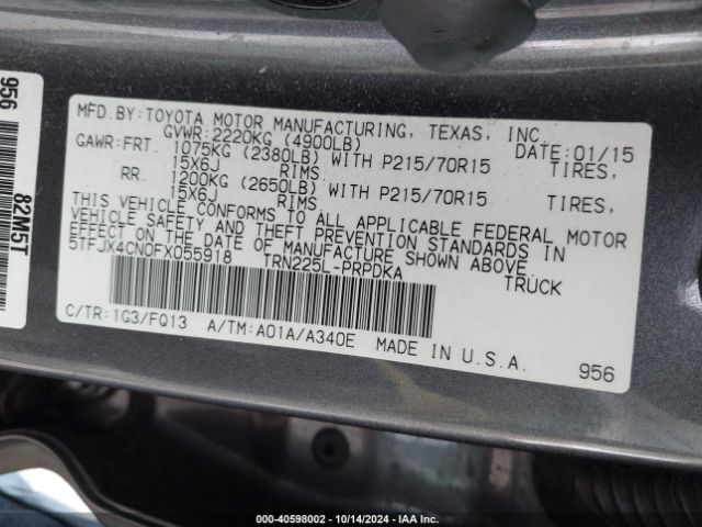 5TFJX4CN0FX055918 Toyota Tacoma
