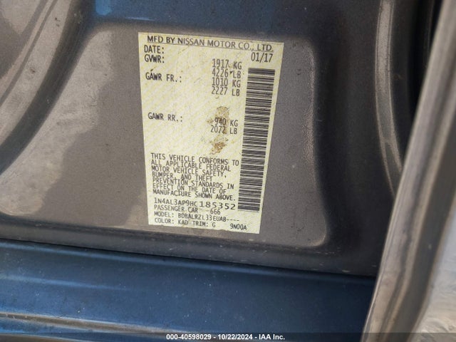 Nissan Altima 2.5 Sl 2017 1N4AL3AP9HC185352 Image 9