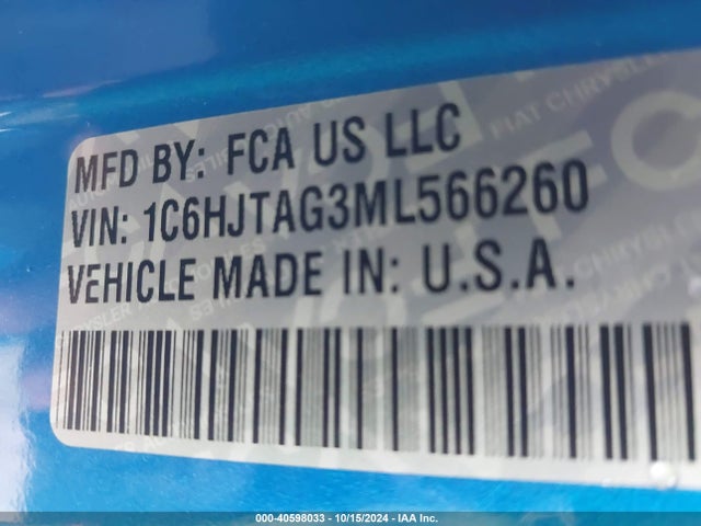 1C6HJTAG3ML566260 Jeep Gladiator Willys 4x4