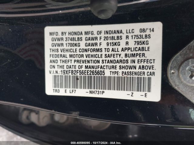 19XFB2F56EE265605 Honda Civic Lx