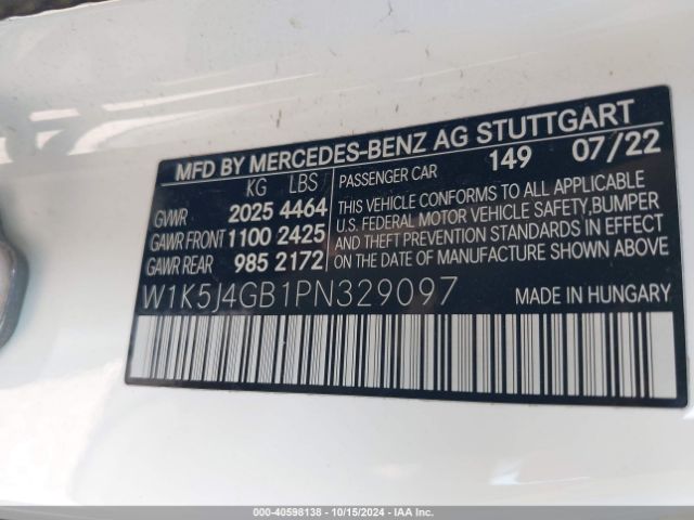 W1K5J4GB1PN329097 Mercedes-Benz Cla 250 Coupe