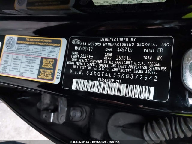 5XXGT4L36KG372642 KIA Optima Lx