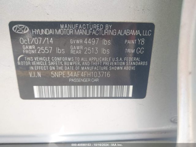 5NPE34AF4FH103716 Hyundai Sonata Sport