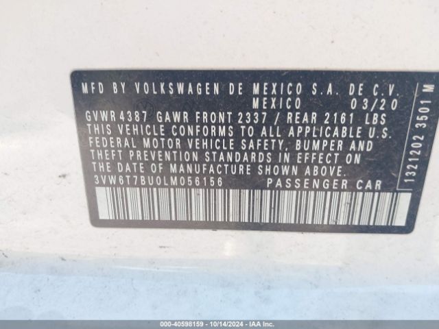 3VW6T7BU0LM056156 Volkswagen Jetta Gli 2.0t Autobahn/2.0t S