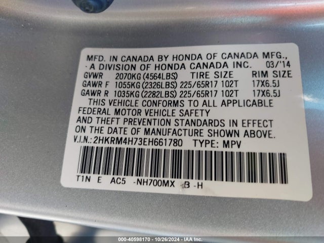 Honda Cr-v Ex-l 2014 2HKRM4H73EH661780 Image 9