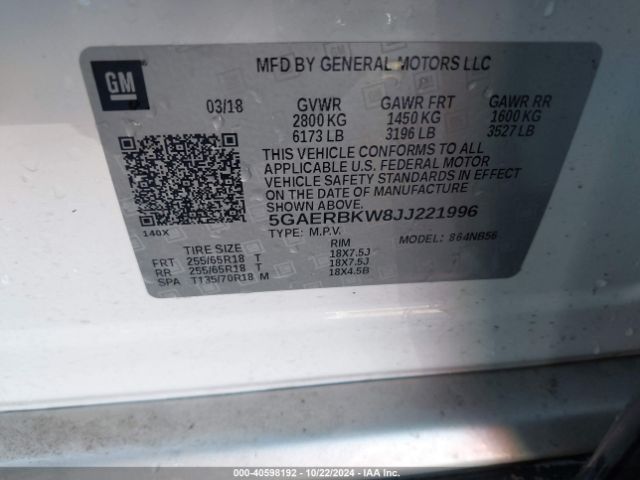 5GAERBKW8JJ221996 Buick Enclave Essence