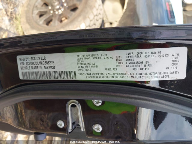 3C6UR5DL1MG606215 RAM 2500 Big Horn  4x4 6'4 Box