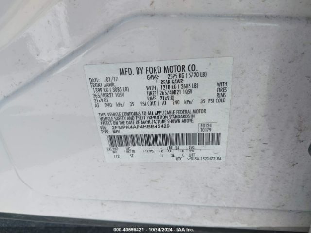 2FMPK4AP4HBB45429 Ford EDGE SPORT