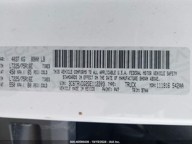 3C6TRVDG2GE112203 RAM Promaster 2500 High Roof