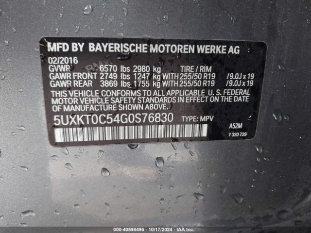 5UXKT0C54G0S76830 BMW X5 Edrive Xdrive40e