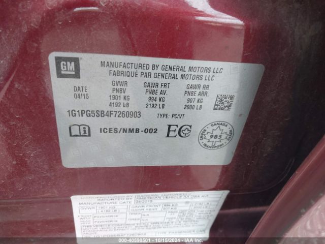 1G1PG5SB4F7260903 Chevrolet CRUZE LTZ