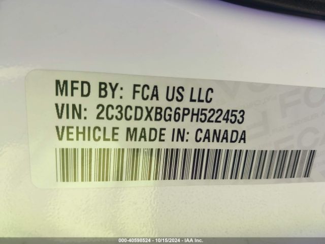 2C3CDXBG6PH522453 Dodge Charger Sxt