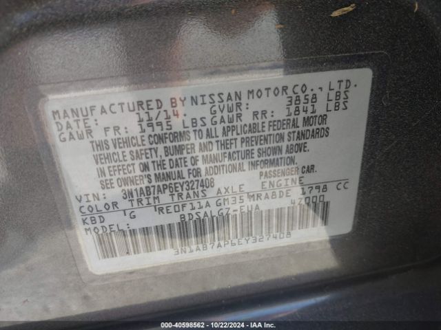 3N1AB7AP6EY327408 Nissan SENTRA SL
