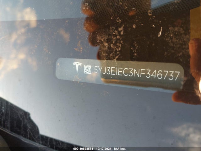 2022 TESLA MODEL 3 5YJ3E1EC3NF346737 Photo 8