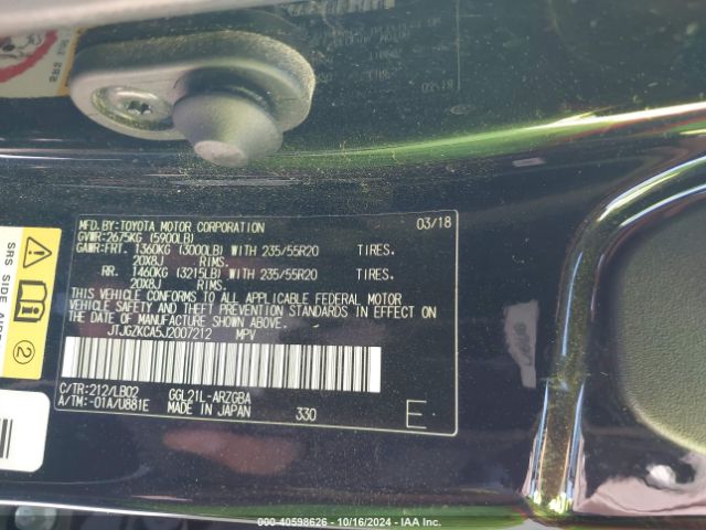 JTJGZKCA5J2007212 Lexus Rx 350l Premium