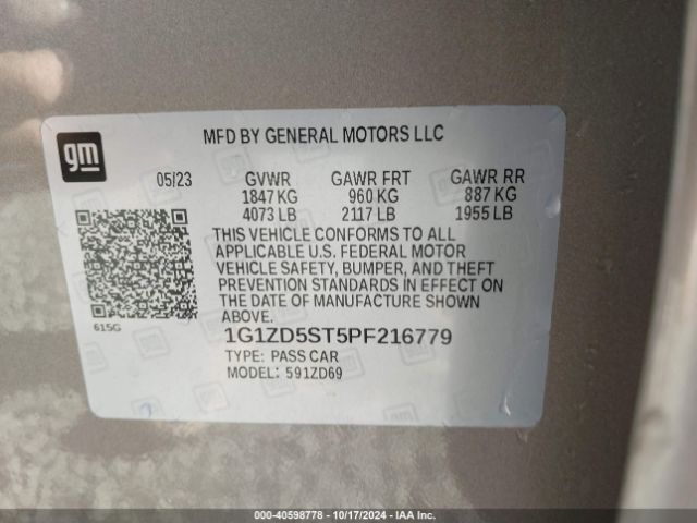 1G1ZD5ST5PF216779 Chevrolet Malibu Fwd 1lt
