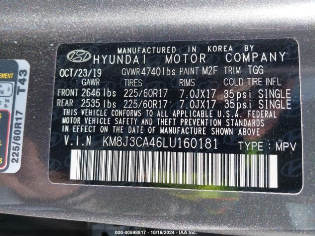 KM8J3CA46LU160181 Hyundai Tucson Value